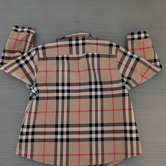 Burberry Tan and Black Button Down Shirt with Classic Plaid - Picture 2 of 6